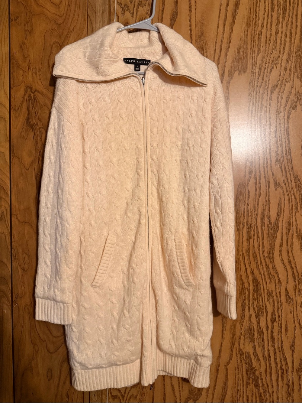Ralph Lauren Pale Cream Cable-Knit Zip Cardigan - Picture 3 of 6